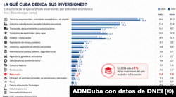 Estructura de la ejecución de inversiones por actividad económica 2023-2024.