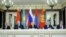 Los mandatarios de Rusia, Armenia, Bielorrusia, Kazajistán y Kiguizia durante la reunión de la Unión Económica Eurasiática (UEE) celebrada en el Kremlin, Moscú, Rusia.