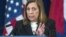 Josefina Vidal en una rueda de prensa en Washington.