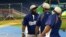 Puig y otros jugadores Dodgers en Miami.