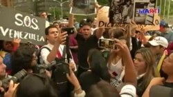 Cubanos y venezolanos protestan en Nueva York contra Díaz-Canel y Maduro