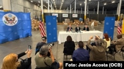 Conferencia de prensa por los primeros suministros de ayuda humanitaria de EEUU a comunidades en Cuba afectadas por el huracán Melissa, en enero de 2026.