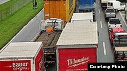 Huelga de camioneros en Brasil.