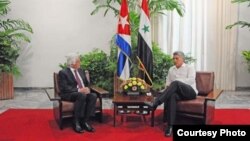 Miguel Díaz-Canel Bermúdez y Mohsen Bilal, enviado especial del mandatario sirio.