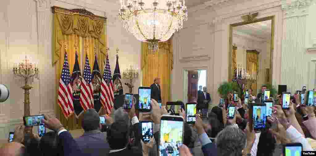 El presidente Trump en la celebración del Mes de la Herencia Hispana.