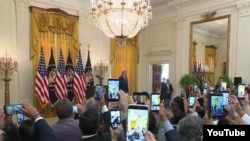 El presidente Trump en la celebración del Mes de la Herencia Hispana.