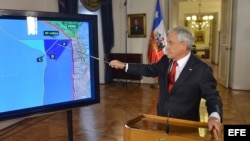 Sebastián Piñera explicando los alcances del fallo de la Corte Internacional de Justicia (CIJ) de la Haya.