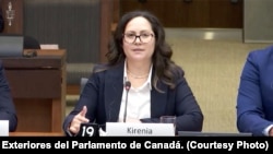 Kirenia Carbonell, en nombre de la Cuban-Canadian Coalition comparece ante el Comité de Asuntos Exteriores del Parlamento de Canadá. 