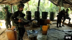 Operativo contra infraestructuras de narcotráfico de las FARC, en Puerto Concordia, Meta, Colombia. Foto: Archivo.