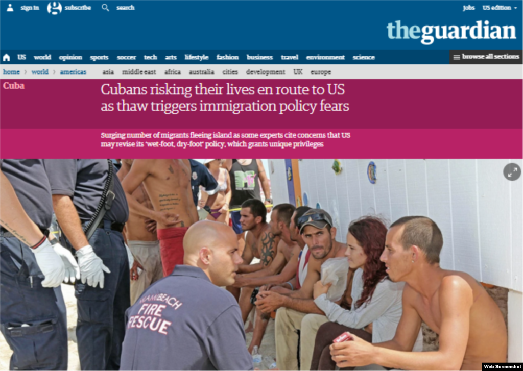 Los cubanos arriesgan sus vidas en camino a EEUU, asegura The Guardian.