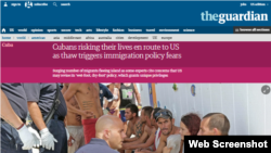Los cubanos arriesgan sus vidas en camino a EEUU, asegura <a href="http://www.theguardian.com/world/2015/oct/10/cuban-migrant-fears-us-immigration-policy" target="_blank"><strong><em>The Guardian</em></strong></a>.