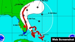 Trayectoria de Matthew este jueves a las 2 PM. (NHC)