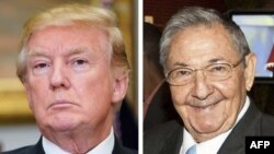 Combinación de fotografías de la agencia AFP del presidente de EEUU Donald Trump y el general Raúl Castro.