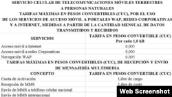 Detalle de tarifa para internet en móviles de los cubanos en la isla