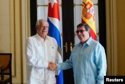 Josep Borrell y Bruno Rodríguez en La Habana. REUTERS/Alexandre Meneghini