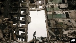 Edificio destruido por Rusia en Borodyanka, Ucrania, el 5 de abril de 2022. (AP/Vadim Ghirda).