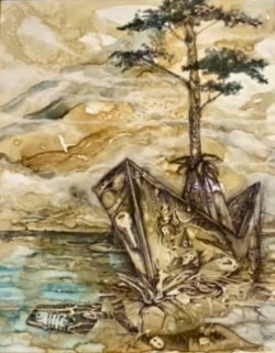 Pieza de la serie Éxodo del artista Raúl Proenza.