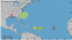Esta imagen del NHC muestra al huracán Francine sobre Louisiana, tres perturbaciones y una depresión tropical en el Atlántico.