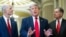 Trump junto al senador Rick Scott (izquierda), republicano por Florida, y el senador John Barrasso (derecha), republicano por Wyoming, habla con la prensa en el Capitolio de los EEUU, en Washington D. C., el 24 de junio de 2026.
