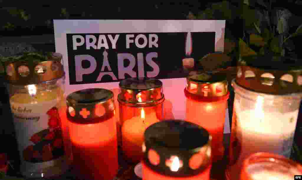 Tributo en Viena a las víctimas de los atentados de París. EFE