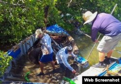 Especialistas retiraron 31 embarcaciones hundidas o encalladas entre los manglares y cenegales de las Marquesas. (Foto: Celia Hitchins/Monroe County Marine Resources Office)