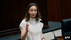 La líder opositora venezolana María Corina Machado durante un discurso en la Asamblea Nacional, en Ciudad de Panamá en mayo de 2026. (AFP)