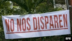 Vista de cartel en los alrededores de la Universidad Politécnica de Nicaragua (UPOLI), durante el séptimo día protesta contra el gobierno.