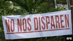 Vista de cartel en los alrededores de la Universidad Politécnica de Nicaragua (UPOLI), durante el séptimo día protesta contra el gobierno.