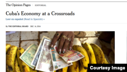 Editorial del diario The New York Times sobre la economía cubana.