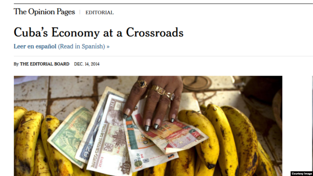 Editorial del diario The New York Times sobre la economía cubana.