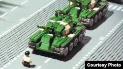 Imágen de la masacre de Tiananmen hecha con Lego.
