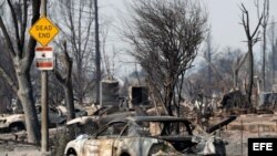 Vista de un vecindario afectado por el incendio en Santa Rosa, California (EEUU). 
