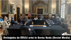 Rosa María Payá durante un encuentro con diplomáticos de la Embajada de EEUU ante la Santa Sede el 14 de octubre de 2026.