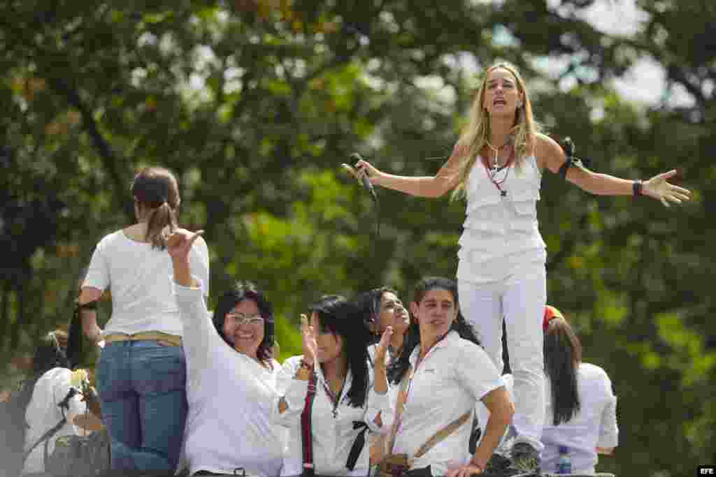 Lilian Tintori, wife of opposition leader Leopoldo López. Lopez is being detained by Venezuelan authorities.&nbsp;