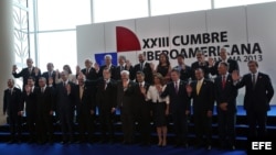 Vista general de la foto oficial de la XXIII Cumbre Iberoamericana de jefes de Estado y de Gobierno. 