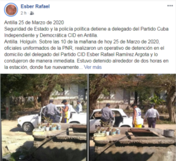 Esber Rafael Ramírez fue detenido este 25 de marzo Foto publicada en su página de Facebook