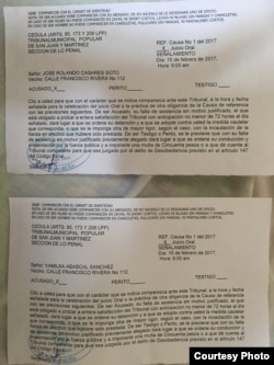 Documentos Acusación contra Rolando Casares y Yamilka Abascal.