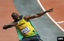 El corredor jamaiquino Usain Bolt tras ganar la prueba de 100 metros en Londres.