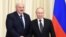 El gobernante Alexander Lukashenko de Bielorrusia y el gobernante ruso Vladimir Putin en las afueras de Moscú, el 17 de febrero de 2023. (Sputnik/Vladimir Astapkovich/Kremlin via REUTERS).