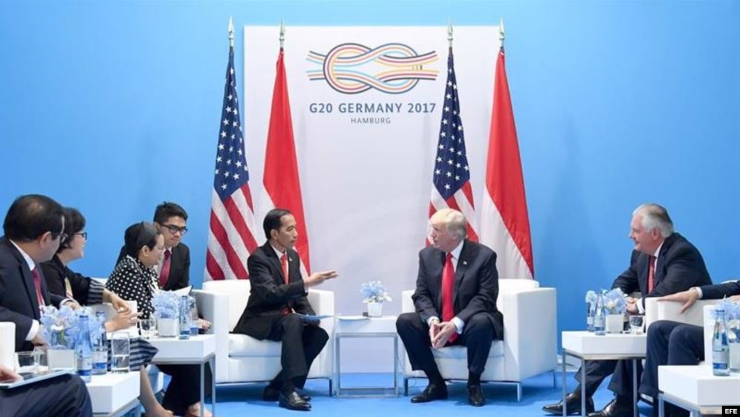 El presidente de EEUU, Donald Trump, se reunió con su homólogo de Indonesia, Joko Widodo.