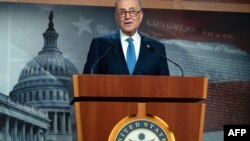 Chuck Schumer (D-NY), líder de la Cámara Alta, en una conferencia de prensa el 6 de enero de 2021. (Saul Loeb / AFP)