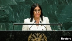 Delcy Rodríguez en la 81.ª Asamblea General de las Naciones Unidas en la sede de la ONU en la ciudad de Nueva York