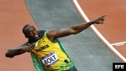 El corredor jamaiquino Usain Bolt tras ganar la prueba de 100 metros en Londres.