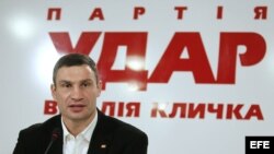 El campeón mundial de los pesos pesados de boxeo y líder de la recién fundada Alianza Democrática Ucraniana por las Reformas (UDAR), Vitaly Klitschko, en Kiev, Ucrania. 
