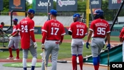 Practicas del equipo Cuba antes del primer juego en el Clásico Mundial de Béisbol 2026.