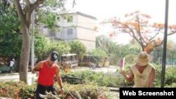 Trabajadores de servicios comunales de la ciudad de Las Tunas.