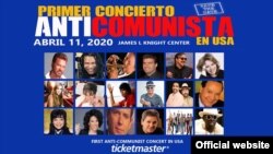Poster del Primer concierto anticomunista de EEUU. Tomado de James L Knight Center