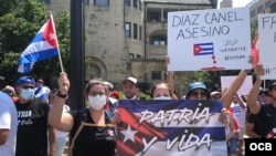 Manifestación frente a embajada de Cuba en Washington. (Foto: Michelle Sagué)