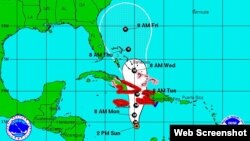 Trayectoria del huracán Matthew, según el boletín de las 2:00 PM del domingo, 2 de octubre.