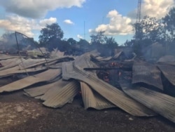 Restos del barracón multifamiliar incendiado en Santiago de Cuba